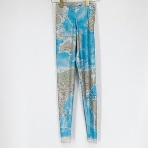 Blackmilk WORLD MAPS LEGGINGS Atlas Women XS Blue Global Limited Edition